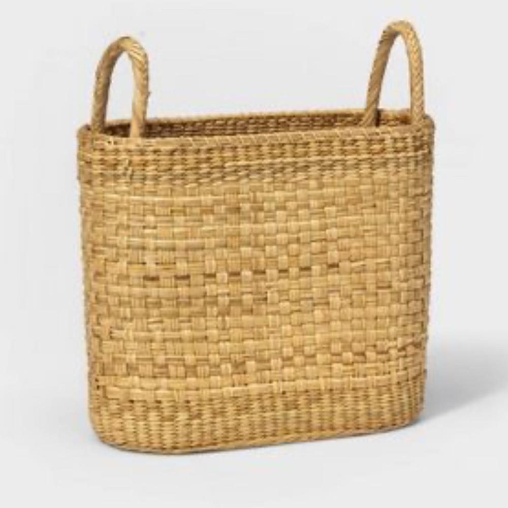 Handwoven Tan Basket with Handles - Versatile Decor